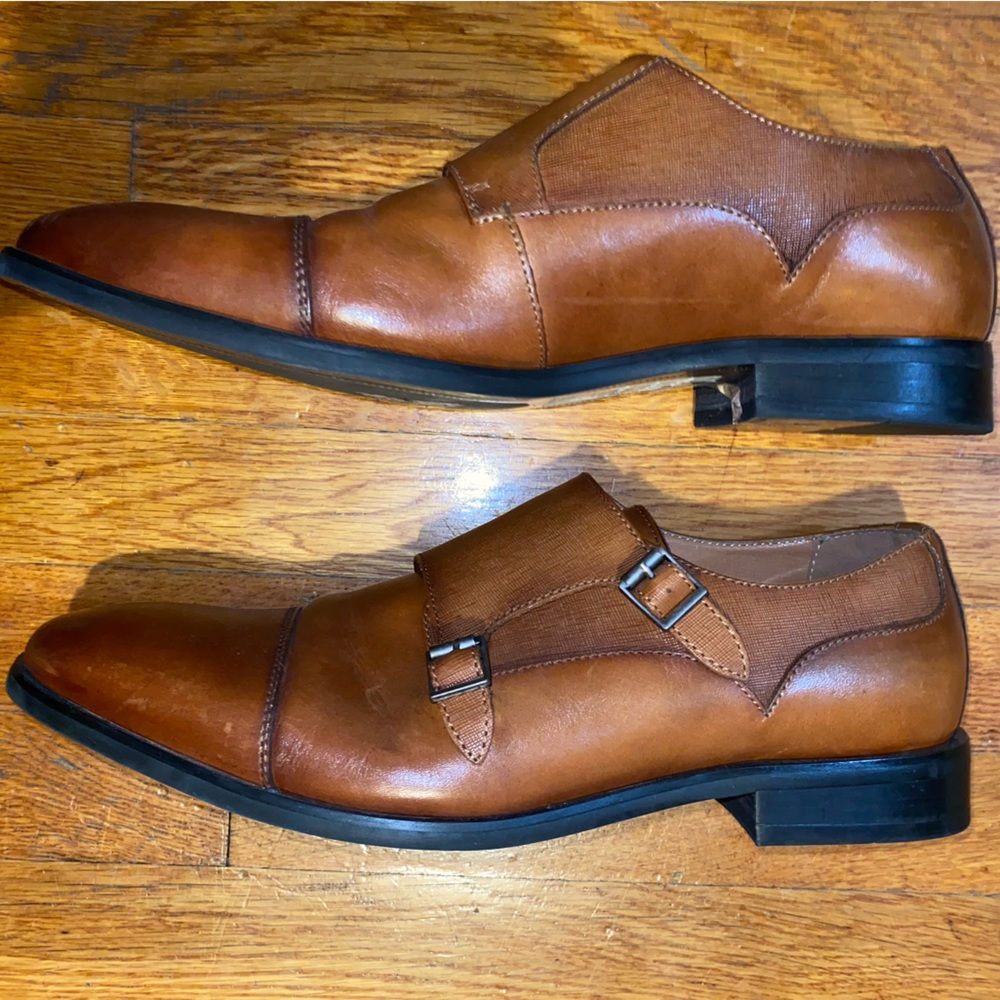Cognac Double Monk Strap Dress Shoes
